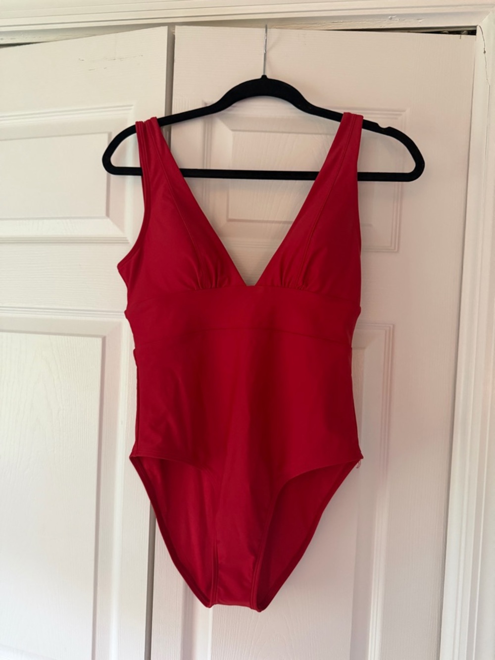 Quince Bright Red V-Neck One-Piece Swimsuit